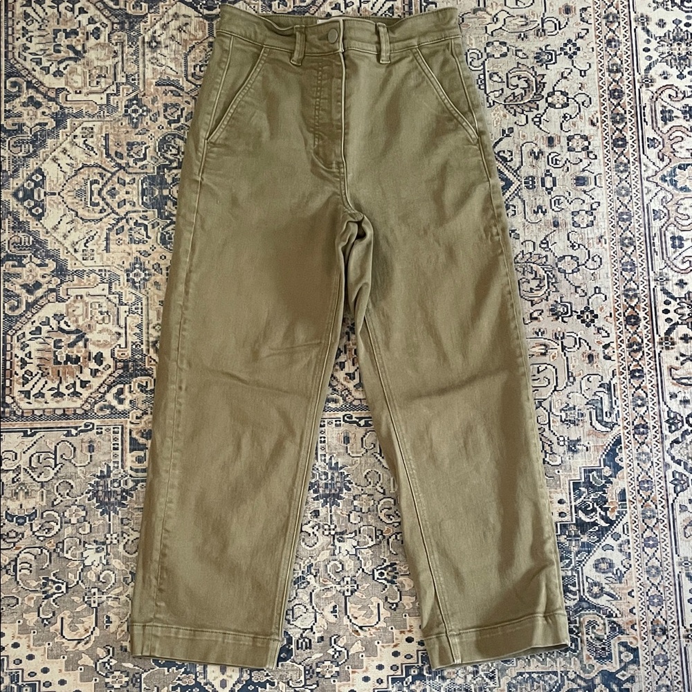 EVERLANE Green Cropped Straight Short Chinos